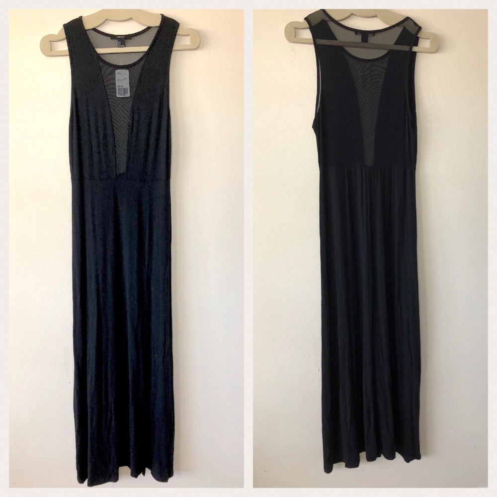 Forever 21 Black Dress Mesh Open Back Detail Large